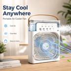Compact white USB cooling mist fan with carry handle