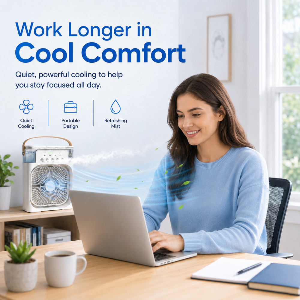 Portable Mini Air Cooler Fan with Cooling Mist